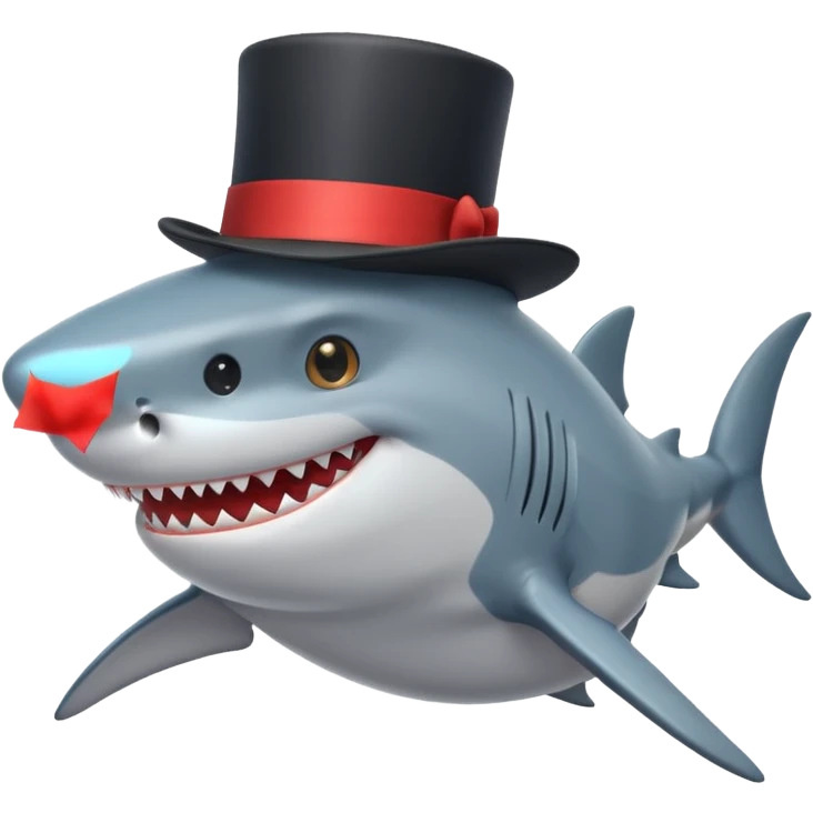 Shark with a top hat emoji