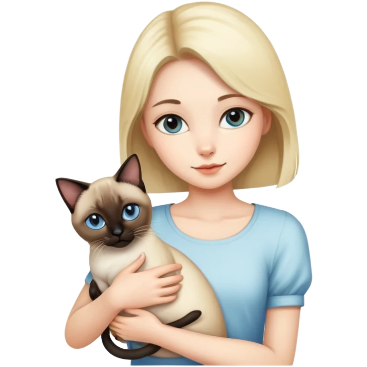 Girl holding a Siamese Cats emoji