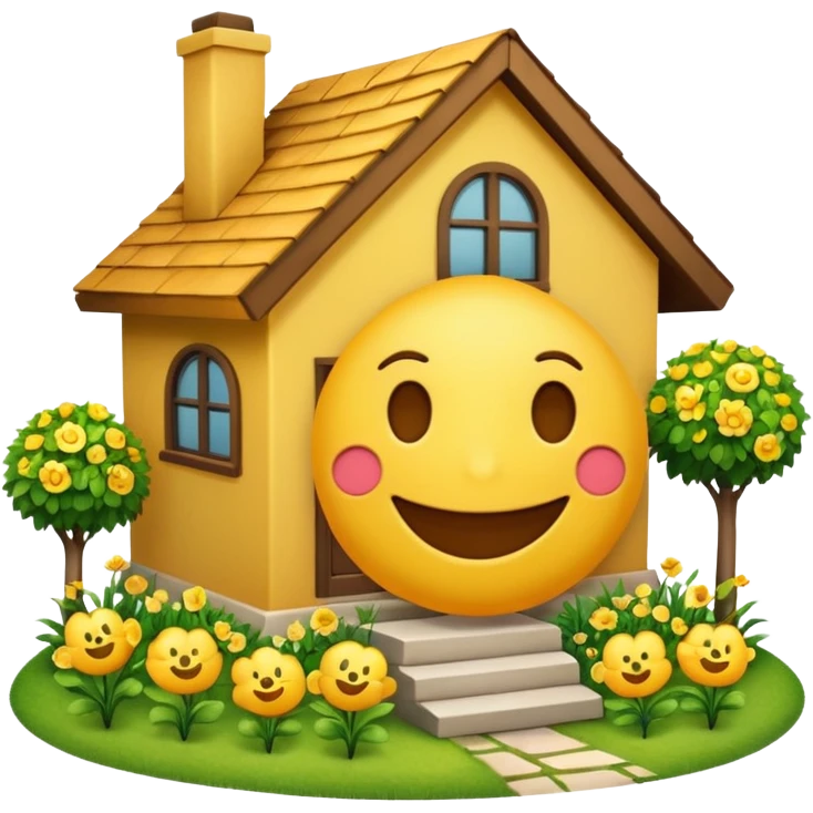 a home which has garden like and the home has slack emoji, emoji