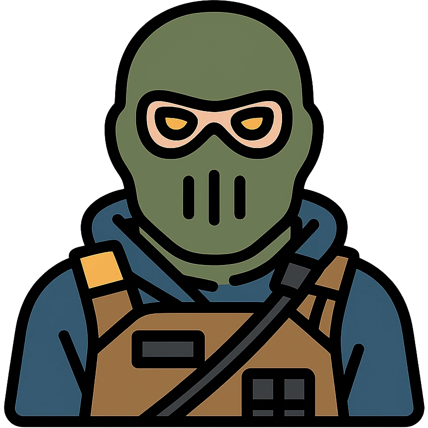 Konig from Call of Duty as a stylized icon, emphasizing his signature mask and tactical gear, neutral background emoji