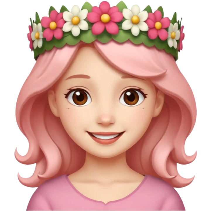 A girl with a flower-shaped crown smiling gently.

























 emoji