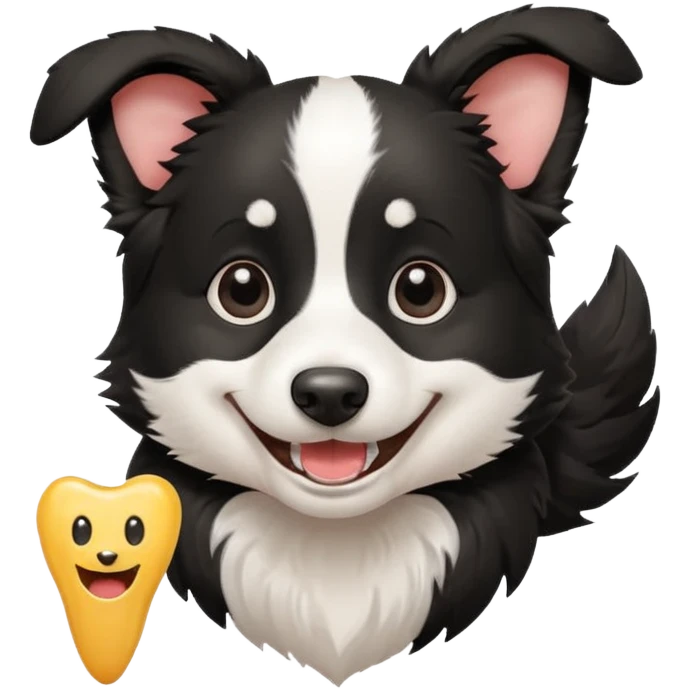 border collie holding a tooth emoji