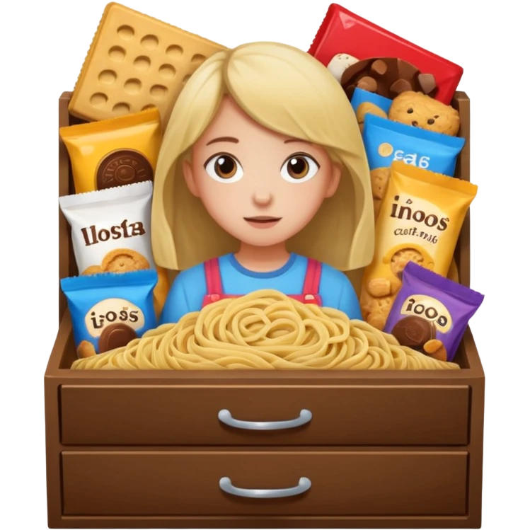 Make girly drawer about noodles and chocolates and biscuits  emoji
