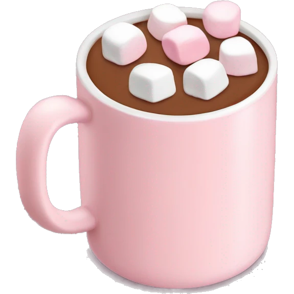 Light Pink mug of hot chocolate with marshmallows  emoji