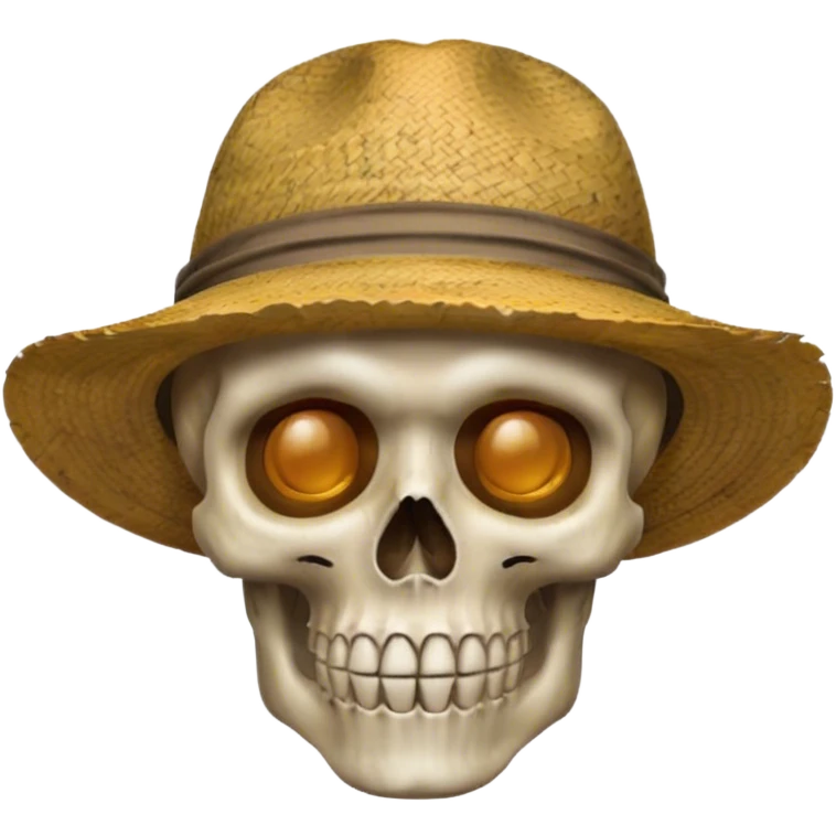 a skull wearing a straw hat emoji