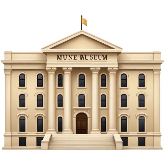 The museum building is decorated in a classic white and beige shade emoji