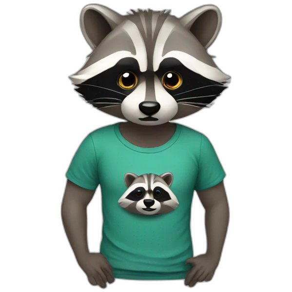 raccoon with a t-shirt emoji