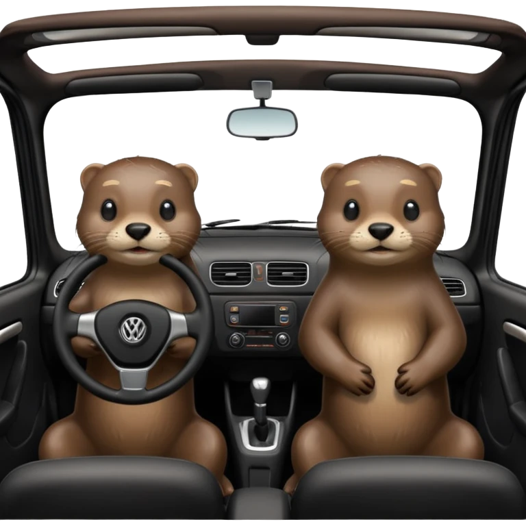 Two otters in a black Volkswagen  emoji