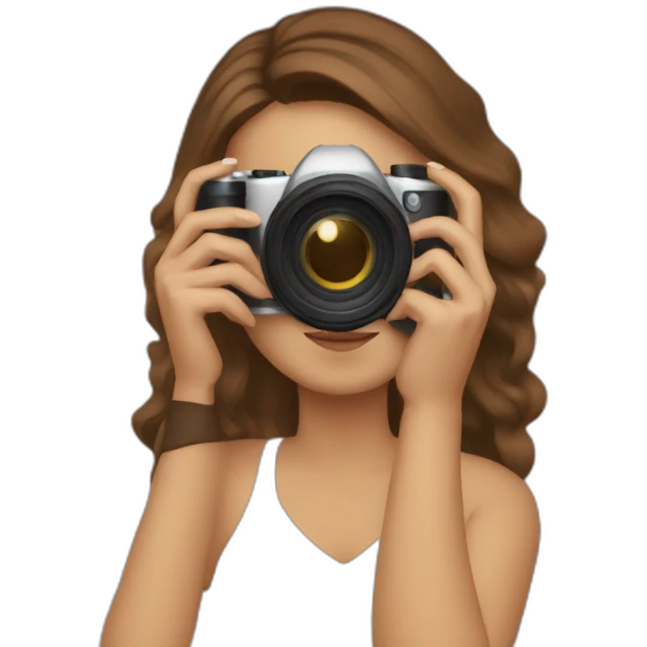 Woman taking photography with brown hair emoji