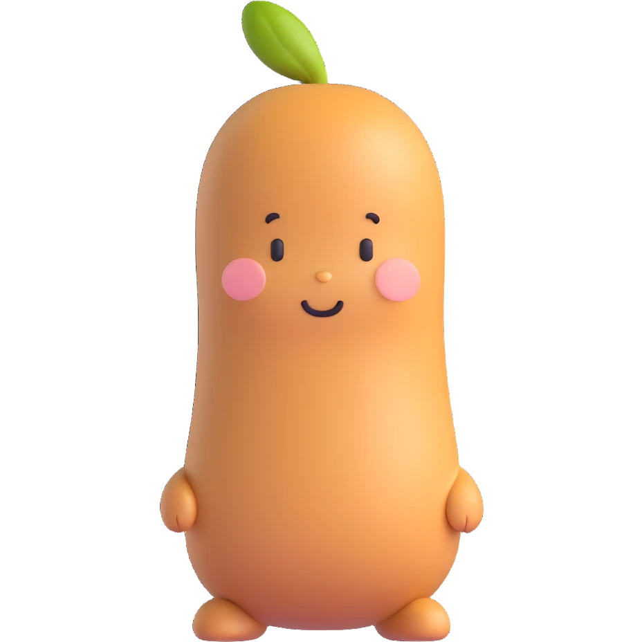 3D character of a cute peanut, no facial expression, smooth and simple emoji