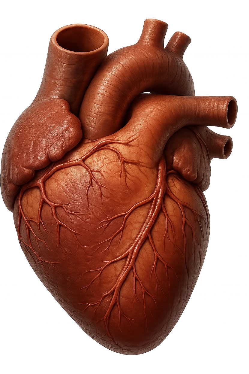 VENTRICOLO SINISTRO DI UN CUORE anatomico umano, iperrealistico 4k, isolato su sfondo bianco emoji