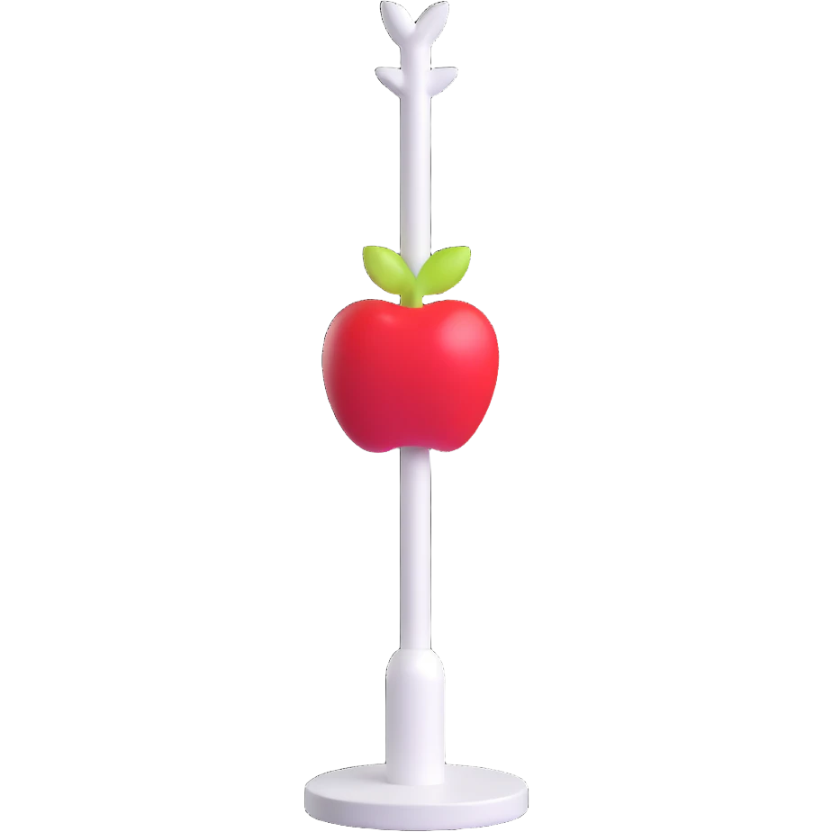 sleek white standing coat rack with apple-inspired minimalist design emoji