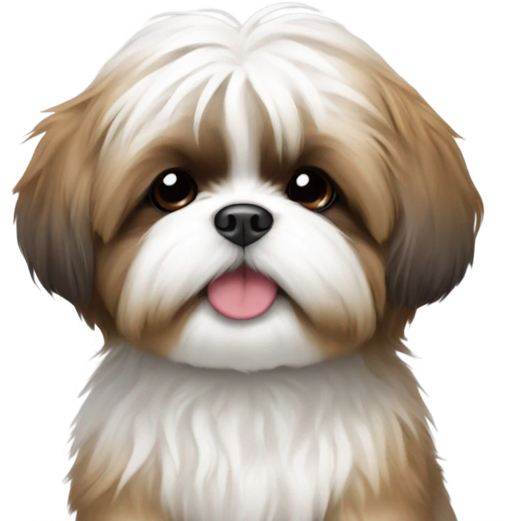 Shithzu white and brown puppy emoji