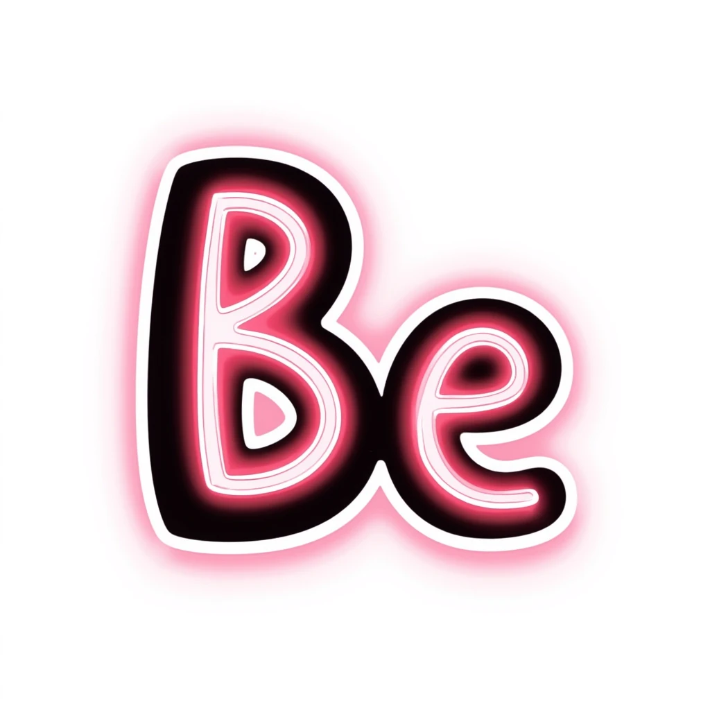 Cyrillic capital letter Б (Be) with bright neon glowing effect emoji