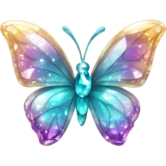 Shiny sparkly glass crystal butterfly emoji