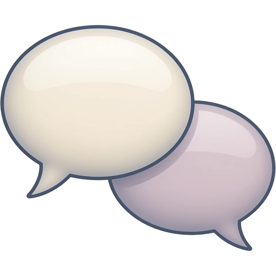 cute minimalistic two speech bubbles sticker, elegant thin strokes, pastel tones, clean vector design, no background, modern aesthetic, 8k emoji