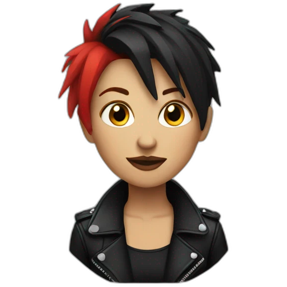 Female punk,red and black short hair emoji