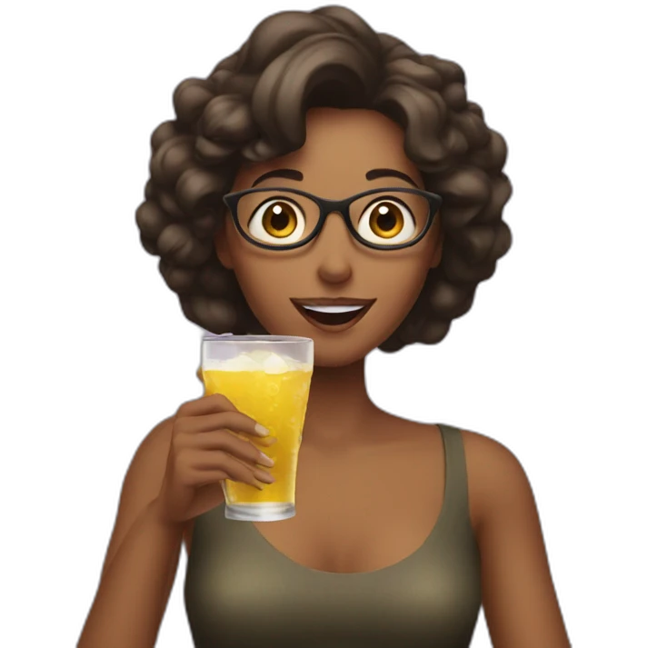 woman drinking win emoji