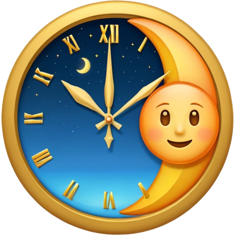 can you make me a clock emoji with the left side being a sunrise and the right side being a moon emoji