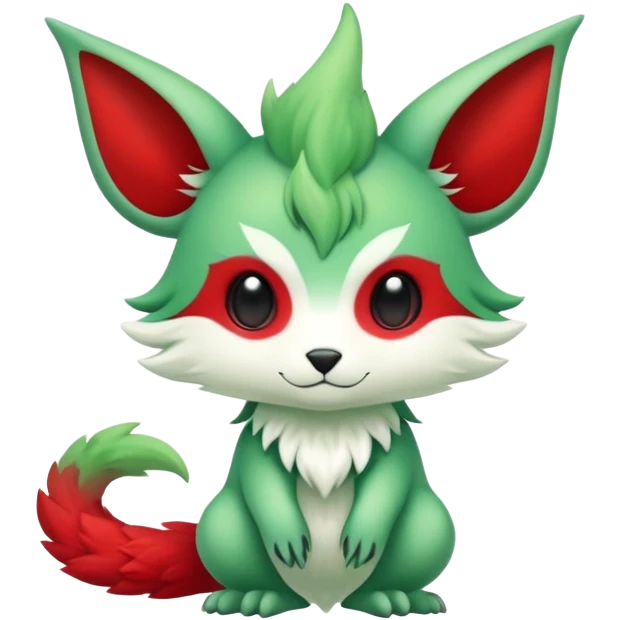 Kawaii Cute Edgy Green Red ethereal Fionbri-Vernid-Trico-animal-creature full body emoji