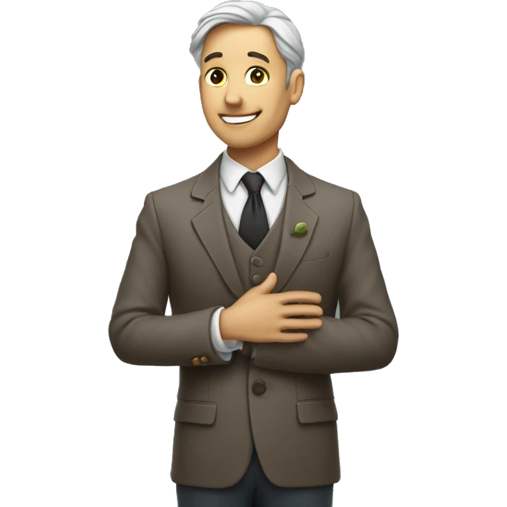 gentleman placing his hand over his heart and tilts head slightly forward as if to express gratitude emoji