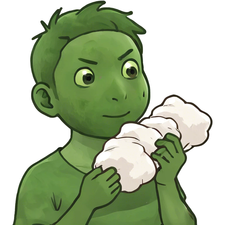 White Japanese boy holding cotton emoji