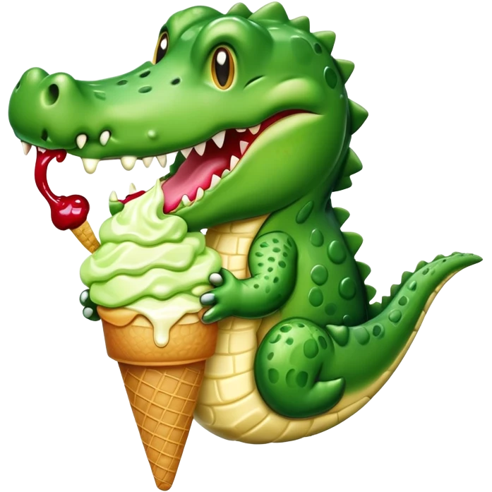 crocodile eating ice cream emoji