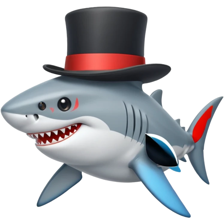 Shark with a top hat emoji