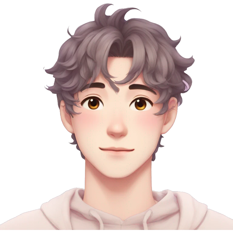 Gorgeous pastel anime style guy with blushing face and butterflies aesthetic trending style emoji