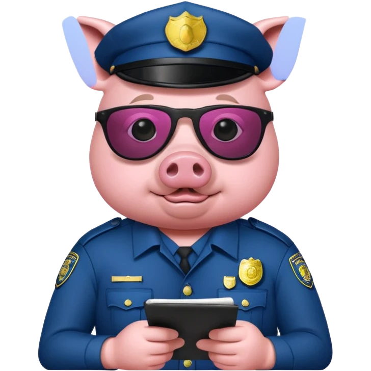 pig Police writing ticket with sunglasses on emoji