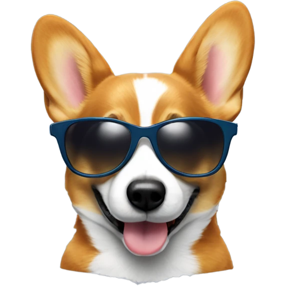 Tricolor corgi wearing sunglasses emoji