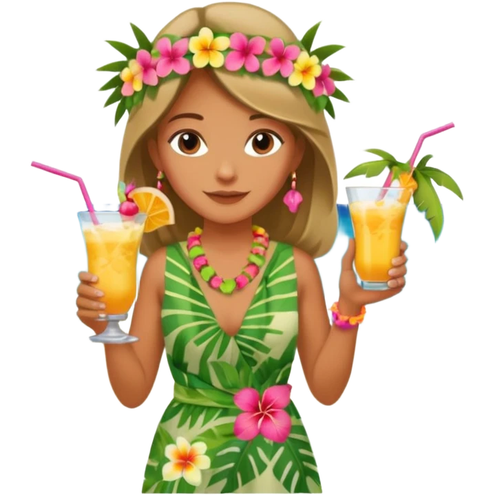 Tropical girl on island with a drink emoji