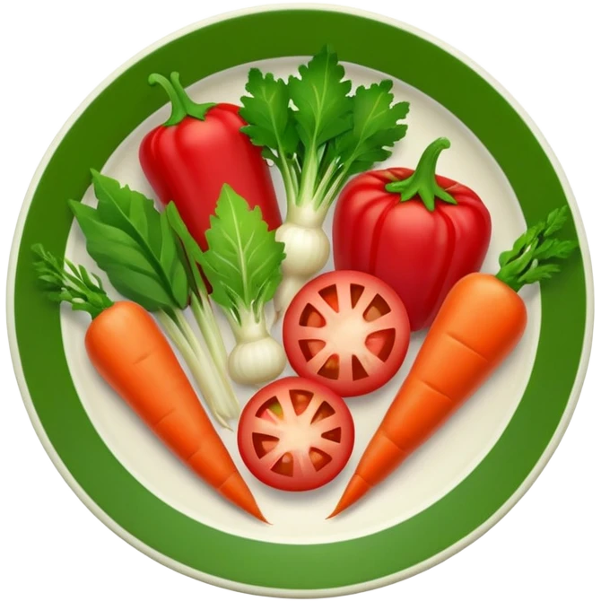plate with vegetables and leaves emoji