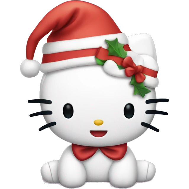 hello kitty wearing christmas hat emoji