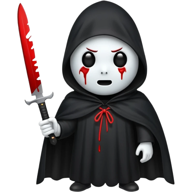 make a ghost face emoji with a cloak on and a bloody knife from the movie scream emoji