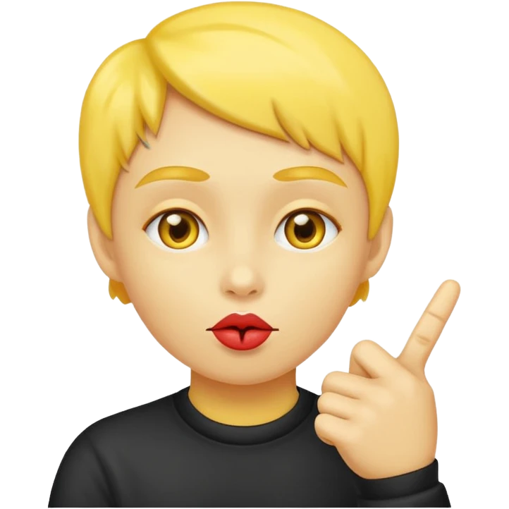 Yellow Face doing the finger thumb tap with a kissy face  emoji