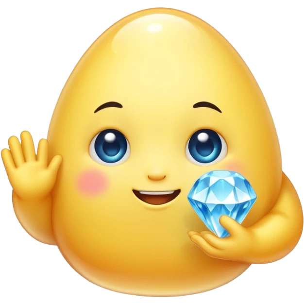 cute blob character holding a sparkling diamond emoji