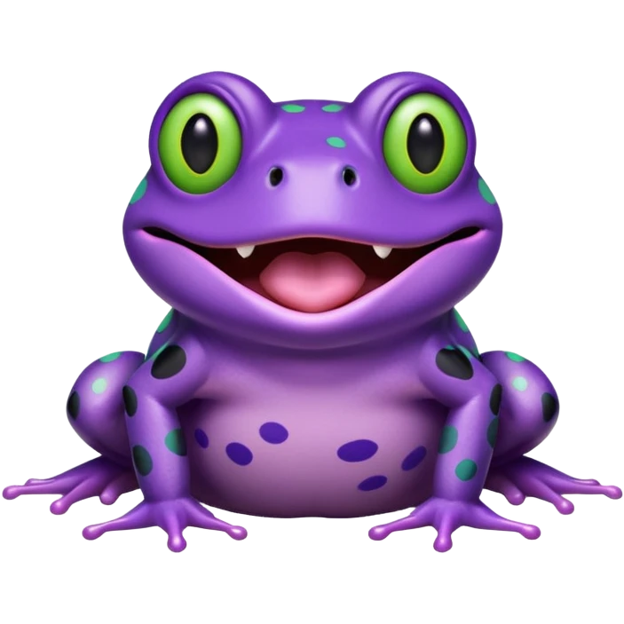 purple spotted from with wide open mouth and green tounge emoji