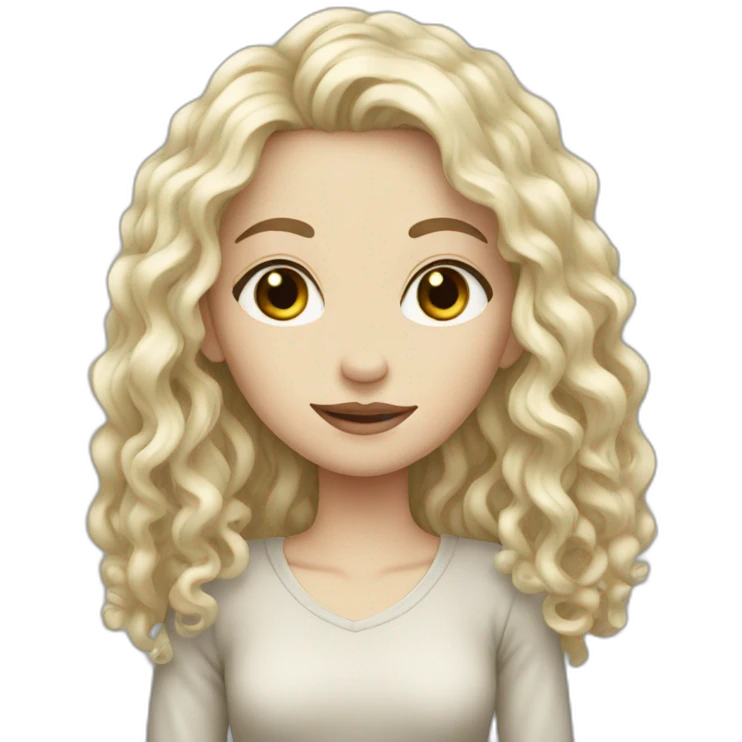 Very Thin pale woman very long black hair curly  emoji