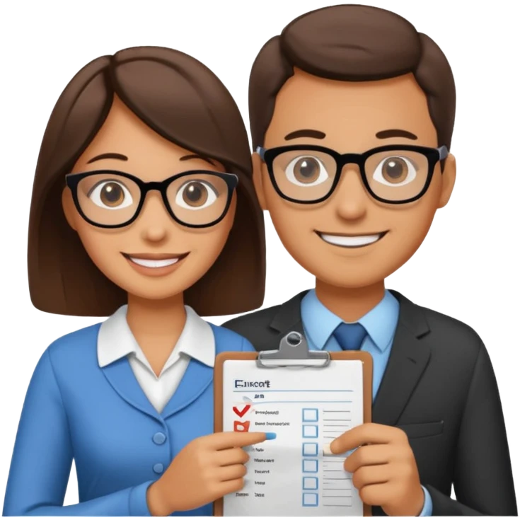 husband and wife avatars looking at the check list emoji