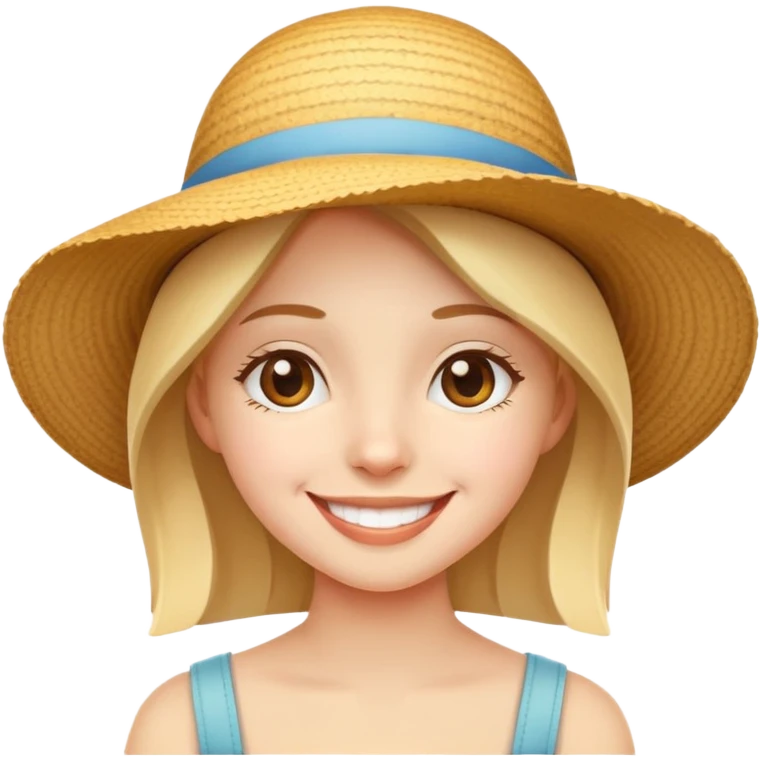girl with a sunhat, smiling emoji