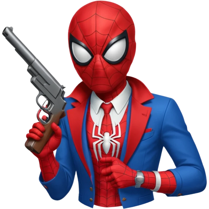 spiderman putting a pistol barrel in  emoji