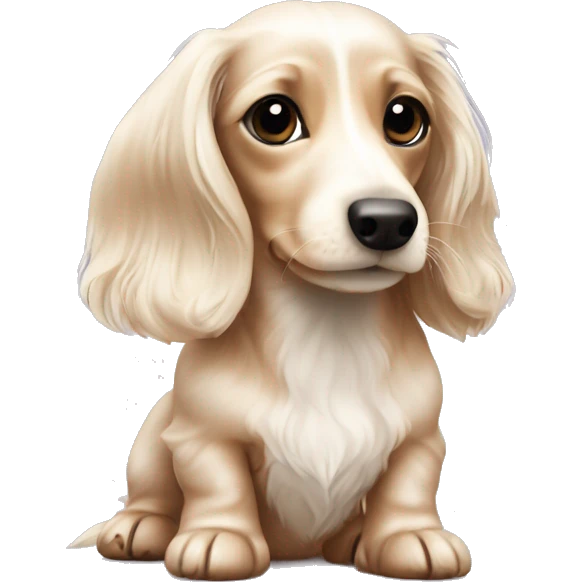 mini long haired puppy dachshund cream white colors emoji