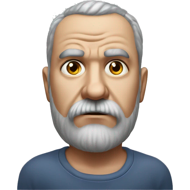 Photorealism A plump serious man of Slavic appearance with litle eyes with beard and mustache, with a  short haircut, big detailed face, wrinkled face emoji