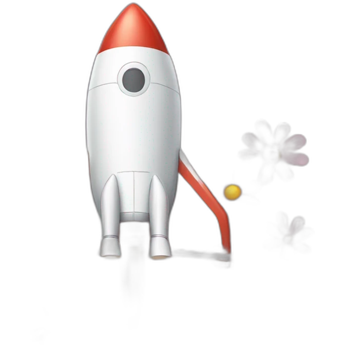 a rocket ship powered by flowers emoji