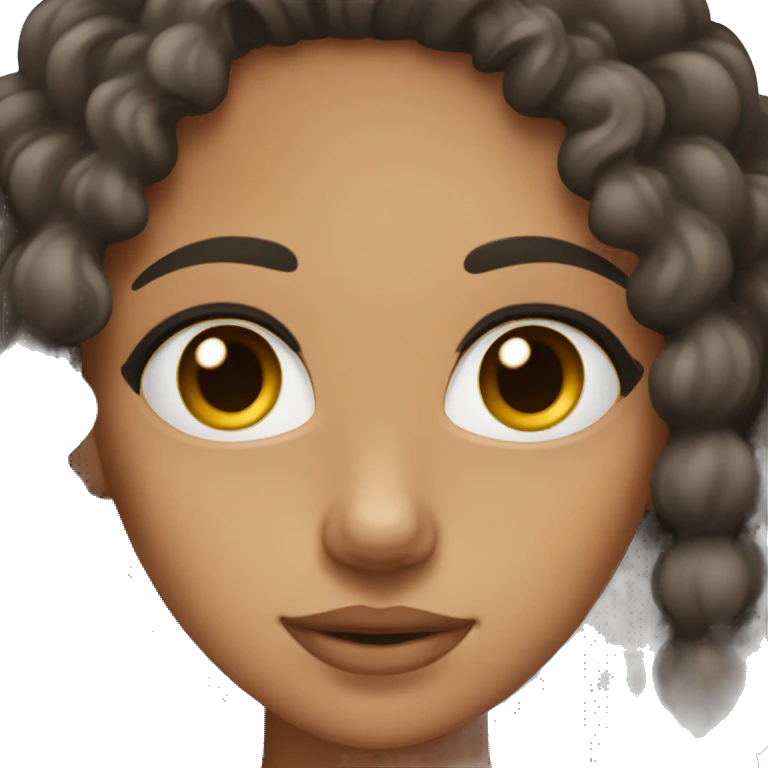 tan skinned girl with dark brown eyes and black curly hair emoji