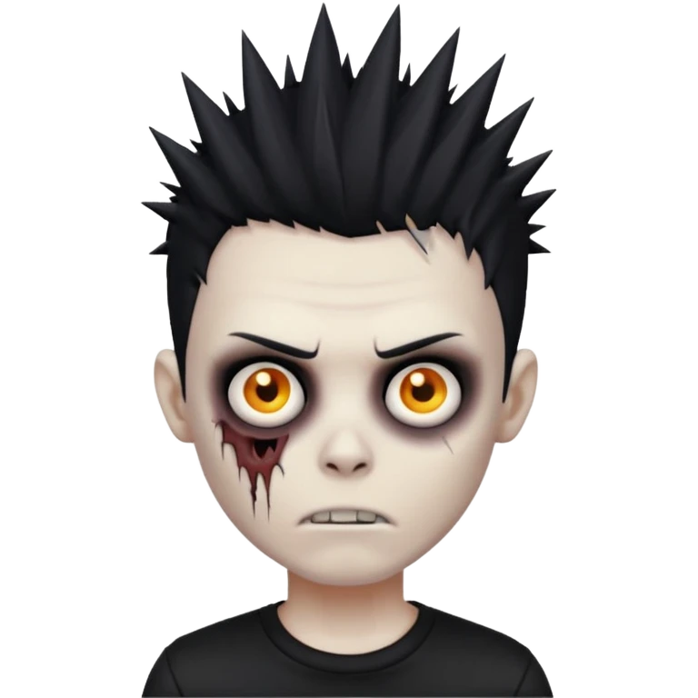 zombie boy with spiky black emo hair and a black shirt emoji