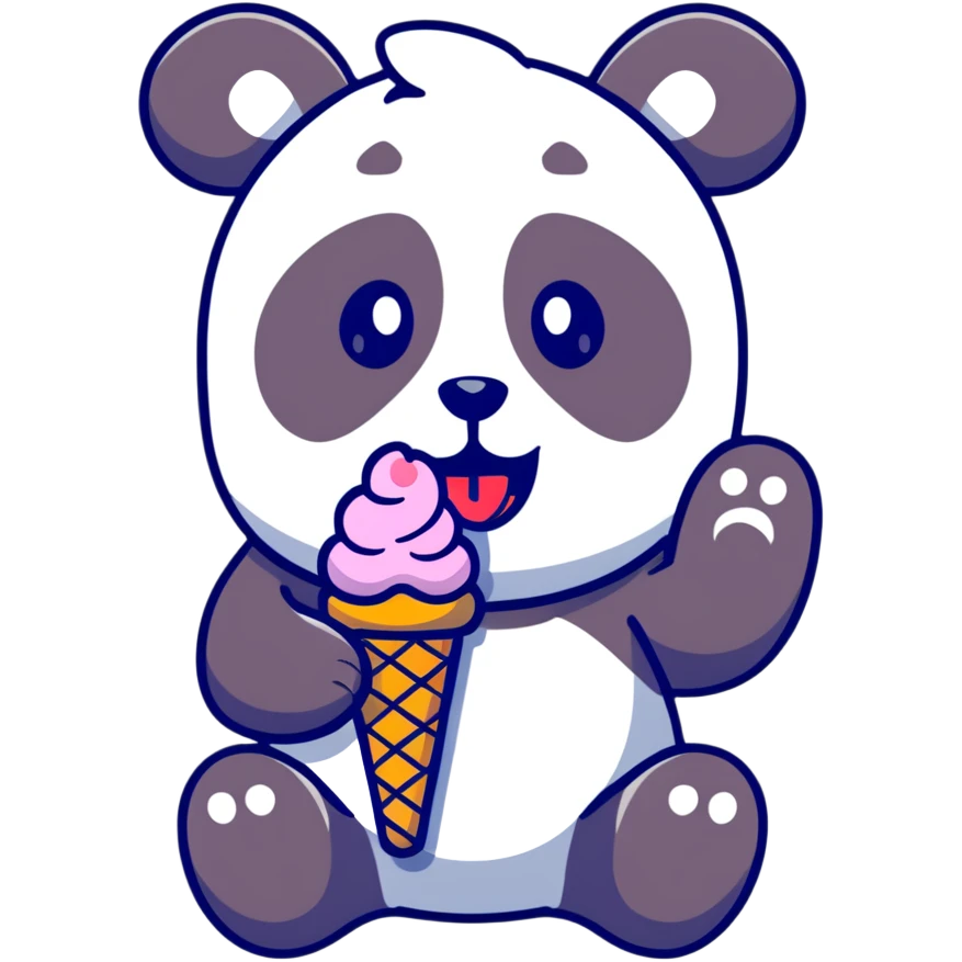 Panda eating ice cream emoji