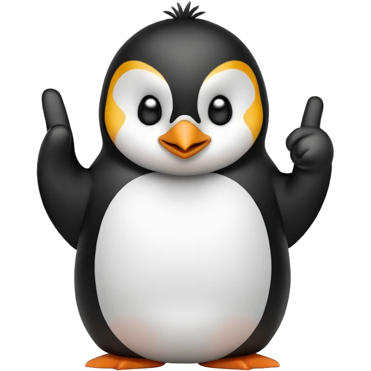 Penguin throwing up the middle finger with an angry look on his face emoji