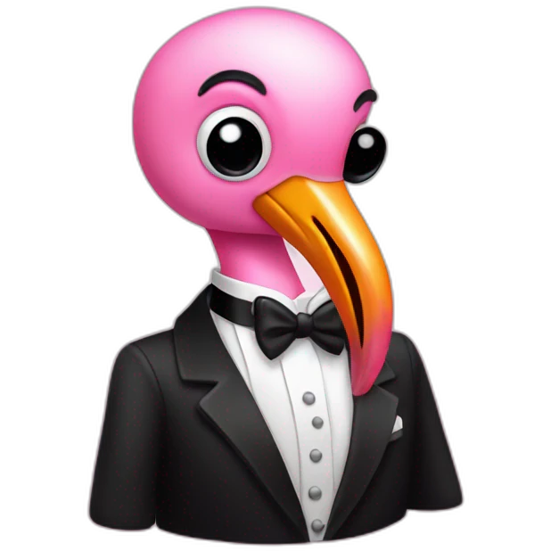 flamingo in a tux emoji